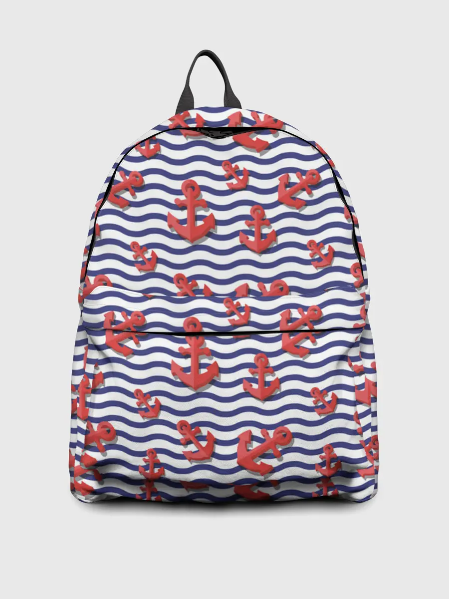 Рюкзак джинсовый / Красные якоря