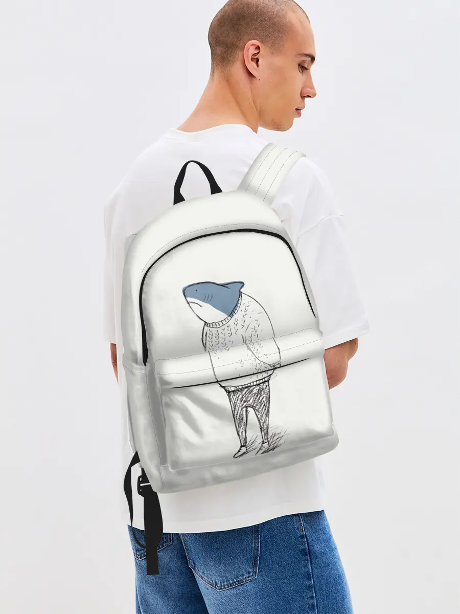 Рюкзак джинсовый / акула в свитере