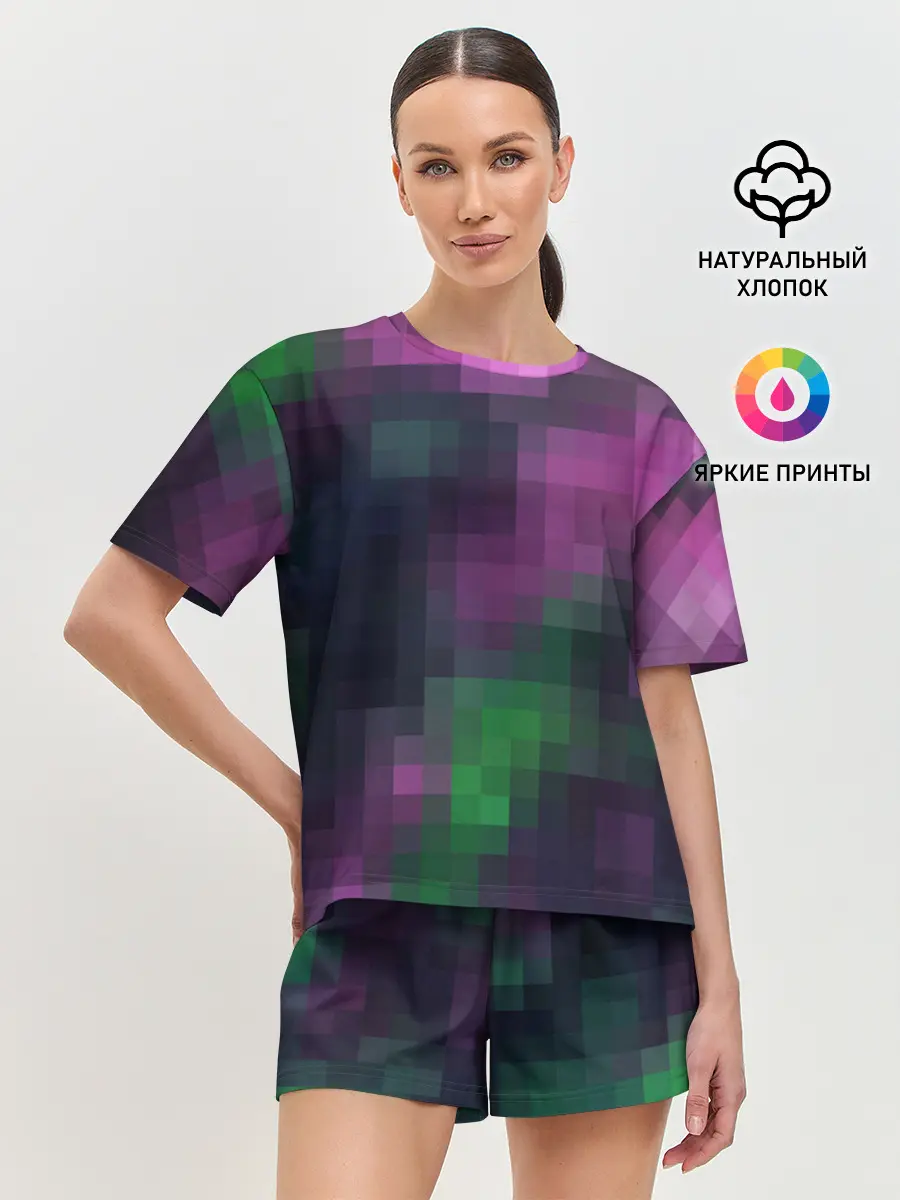 Женская пижама с шортами / Разноцветный геометрический уз