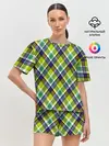 Женская пижама с шортами / Крупный клетчатый косой узор