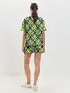 Женская пижама с шортами / Крупный клетчатый косой узор