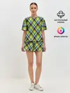 Женская пижама с шортами / Крупный клетчатый косой узор