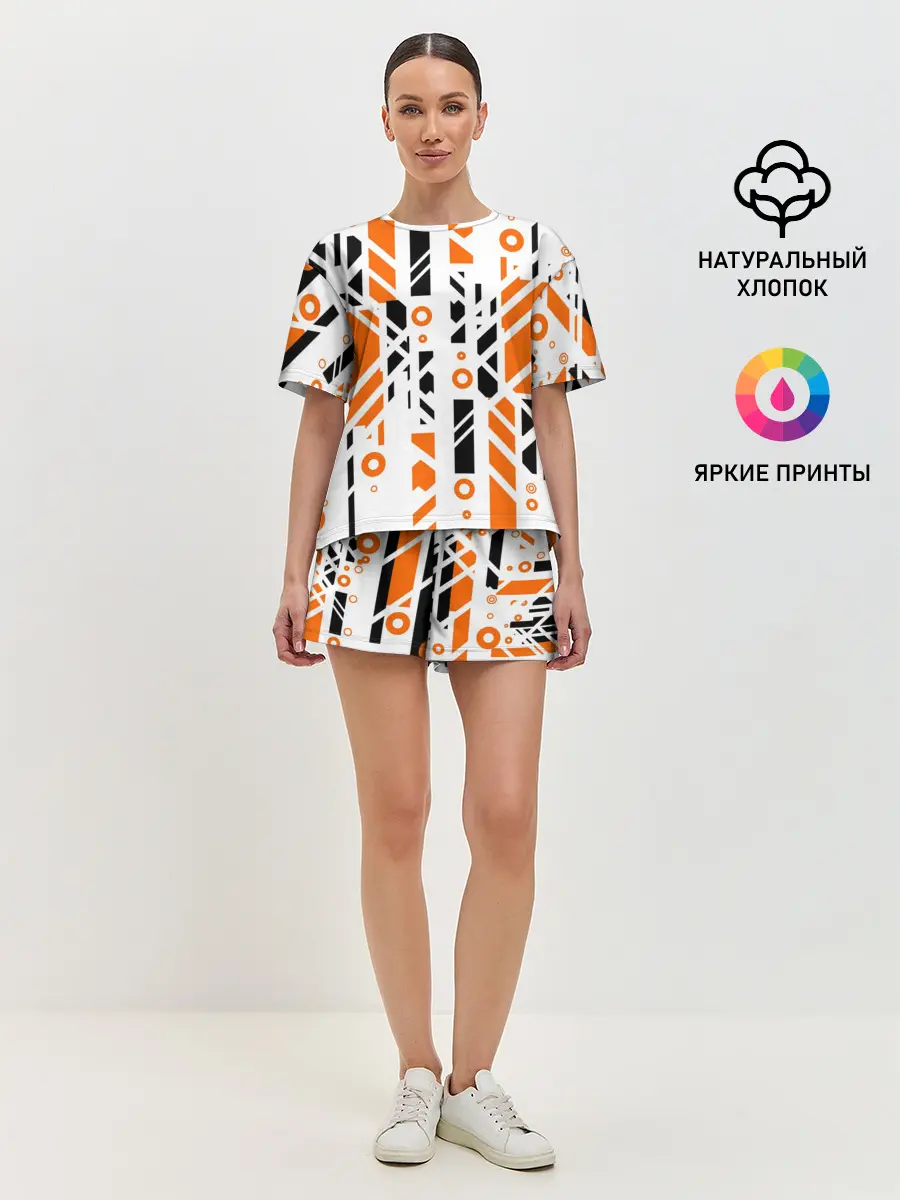 Женская пижама с шортами / абстракция маршрут