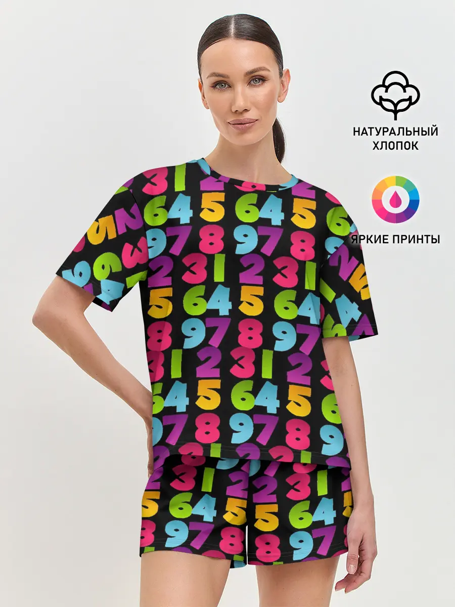 Женская пижама с шортами / цифры