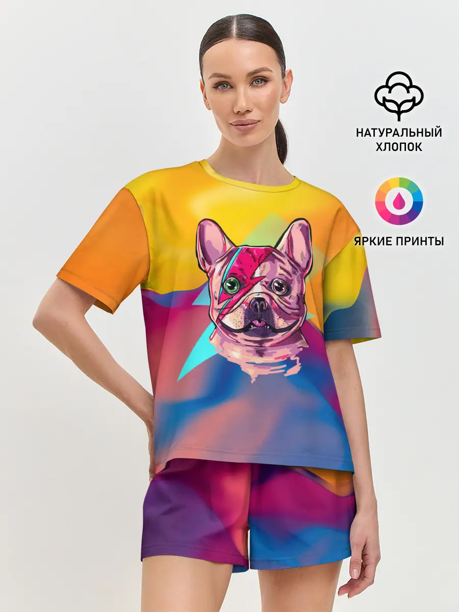 Женская пижама с шортами / Собака с молнией