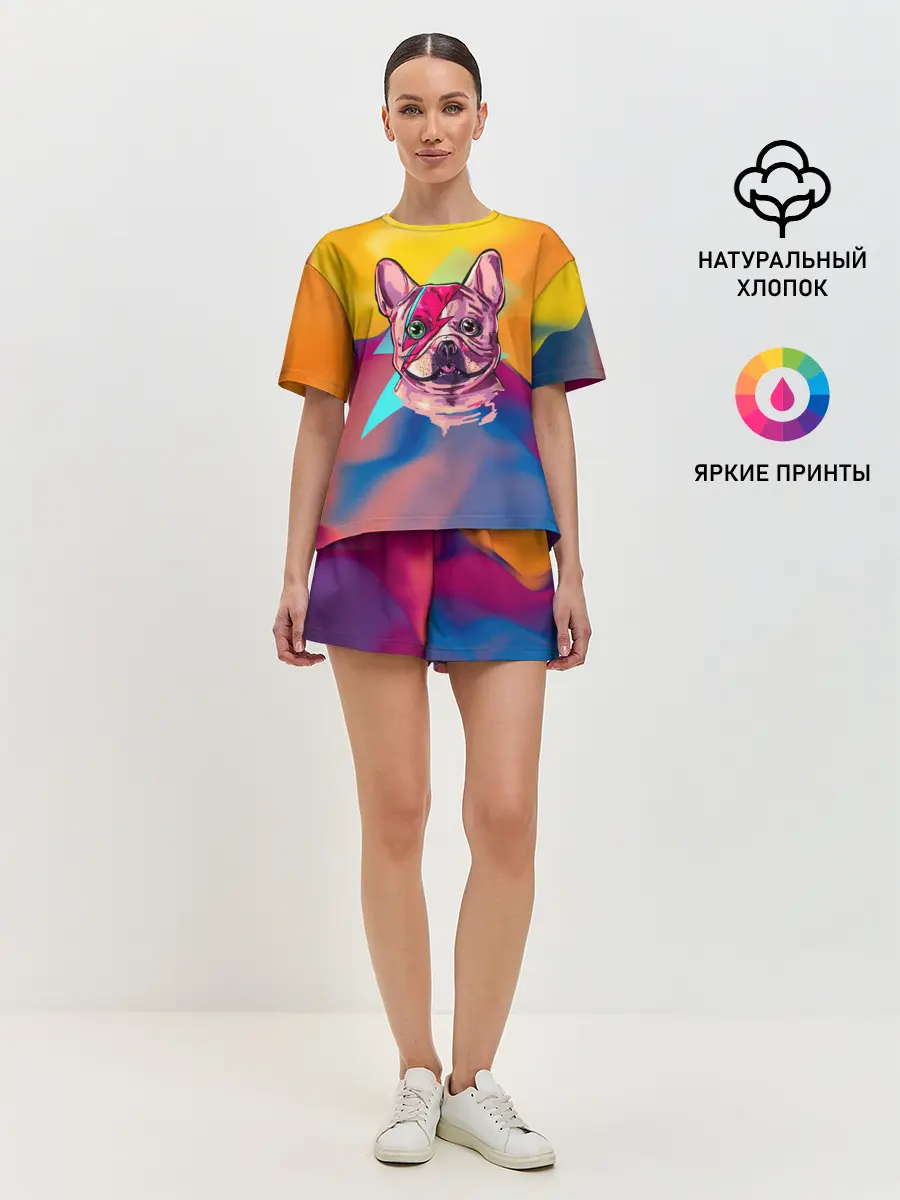 Женская пижама с шортами / Собака с молнией