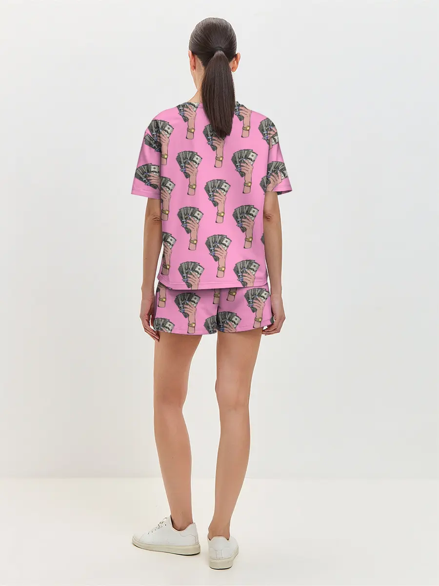 Женская пижама с шортами / Деньги в женских руках паттерн