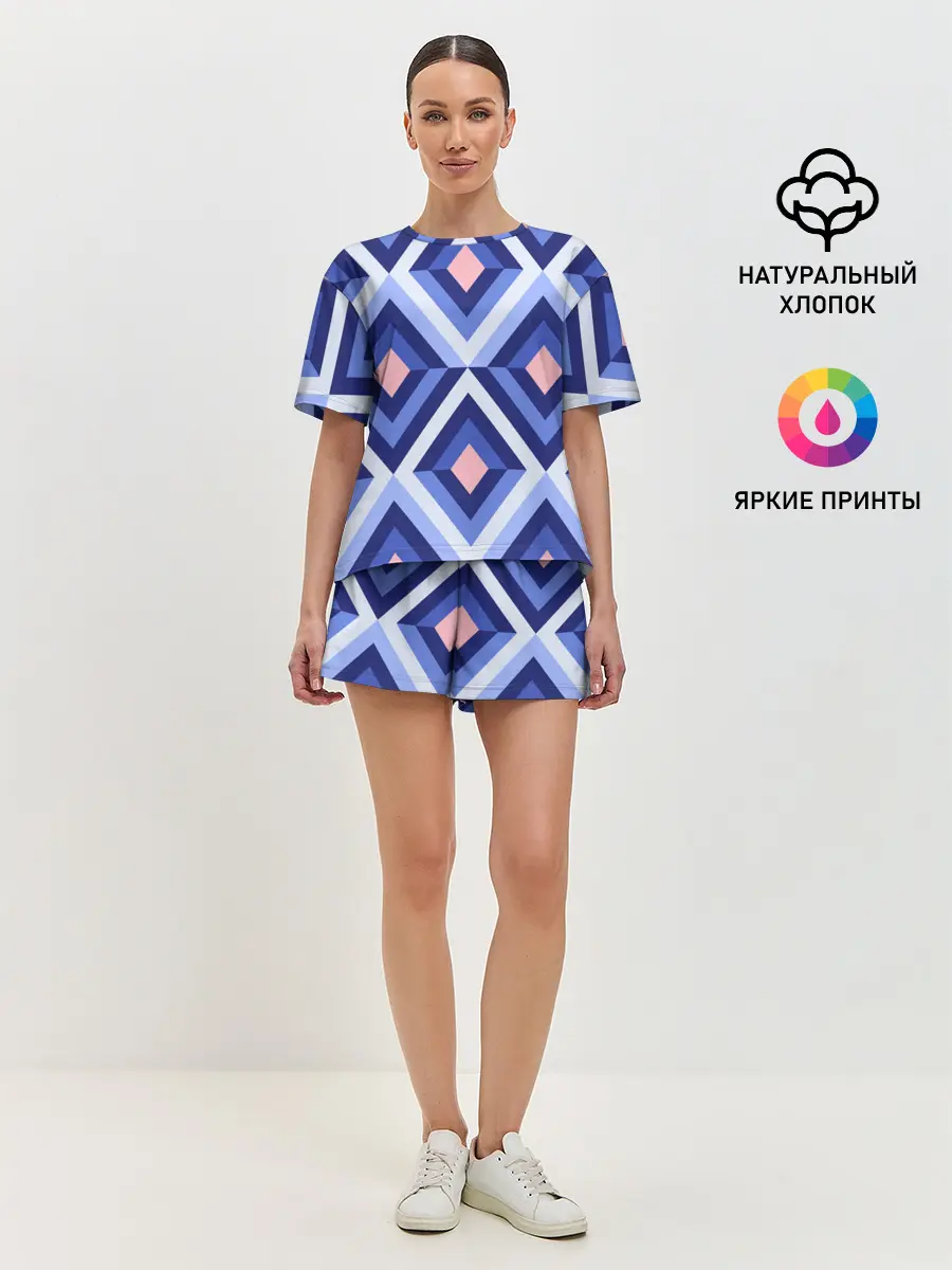 Женская пижама с шортами / узор