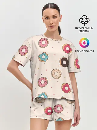 Женская пижама с шортами / Кусанные пончики