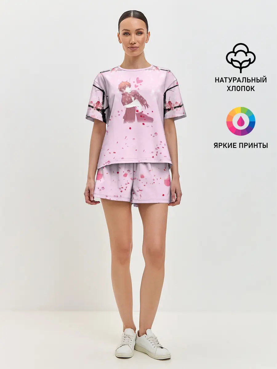 Женская пижама с шортами / Аниме Объятия Любовь Пара