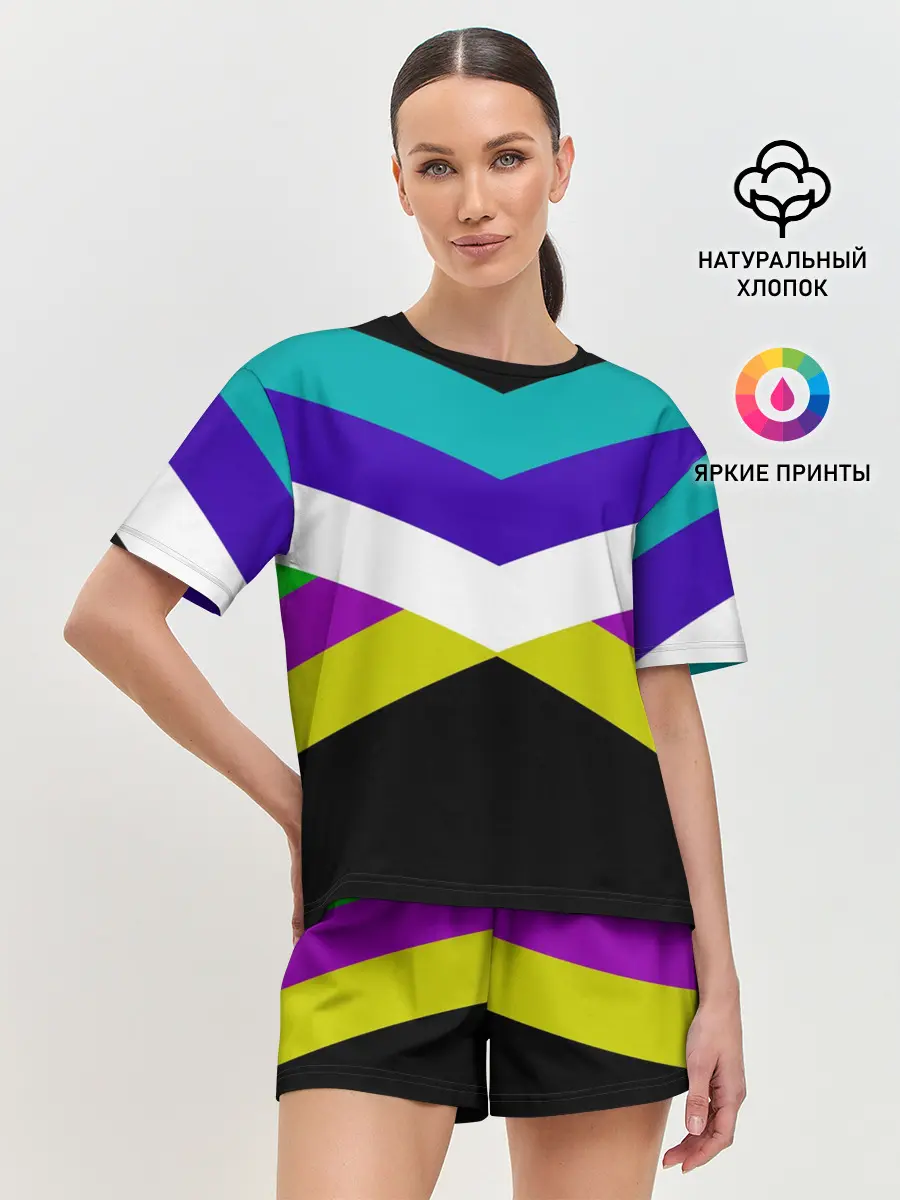 Женская пижама с шортами / Полосы