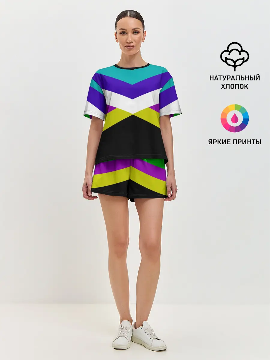 Женская пижама с шортами / Полосы