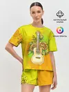 Женская пижама с шортами / Гитара и подсолнухи