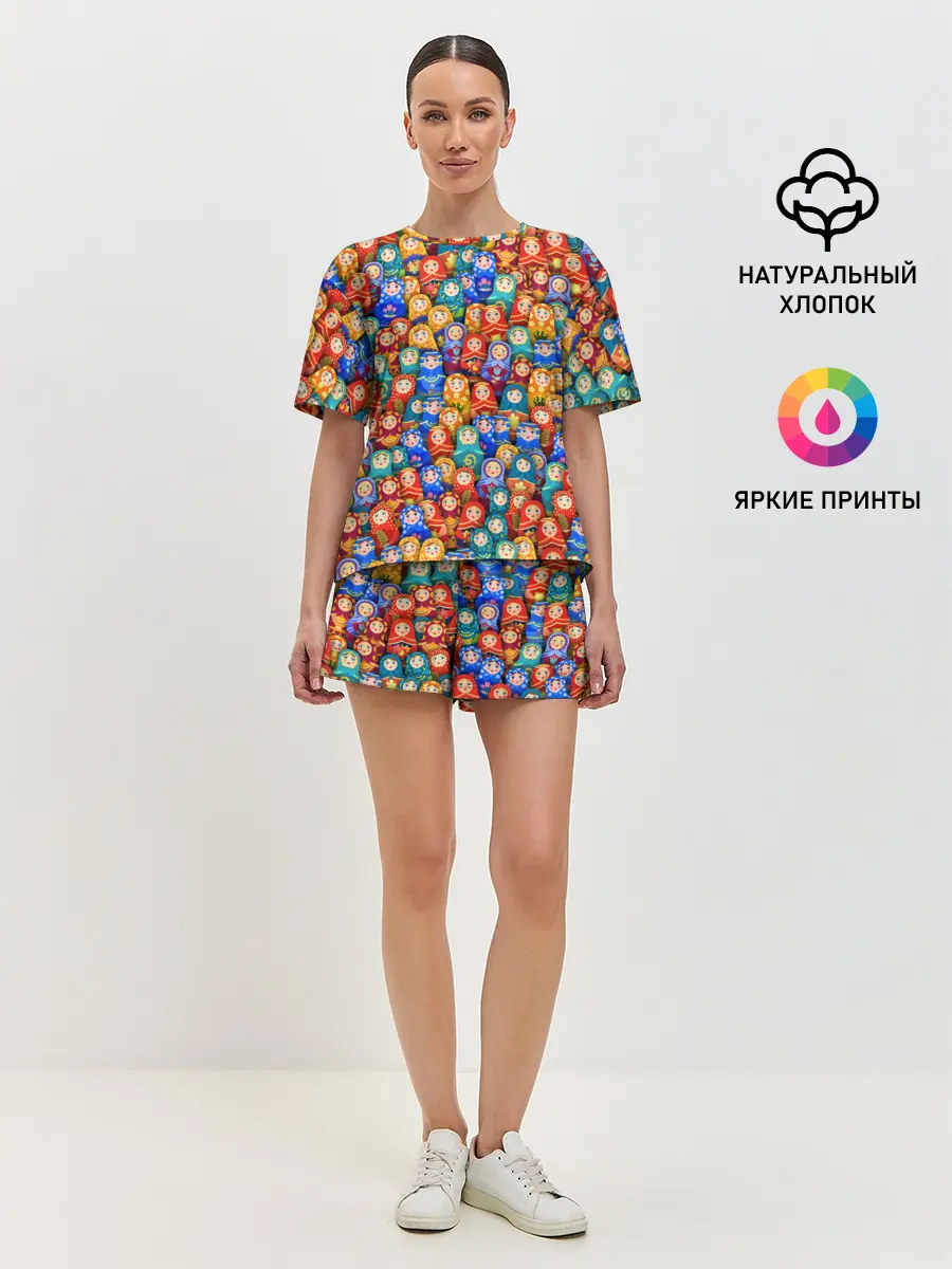 Женская пижама с шортами / Матрёшки