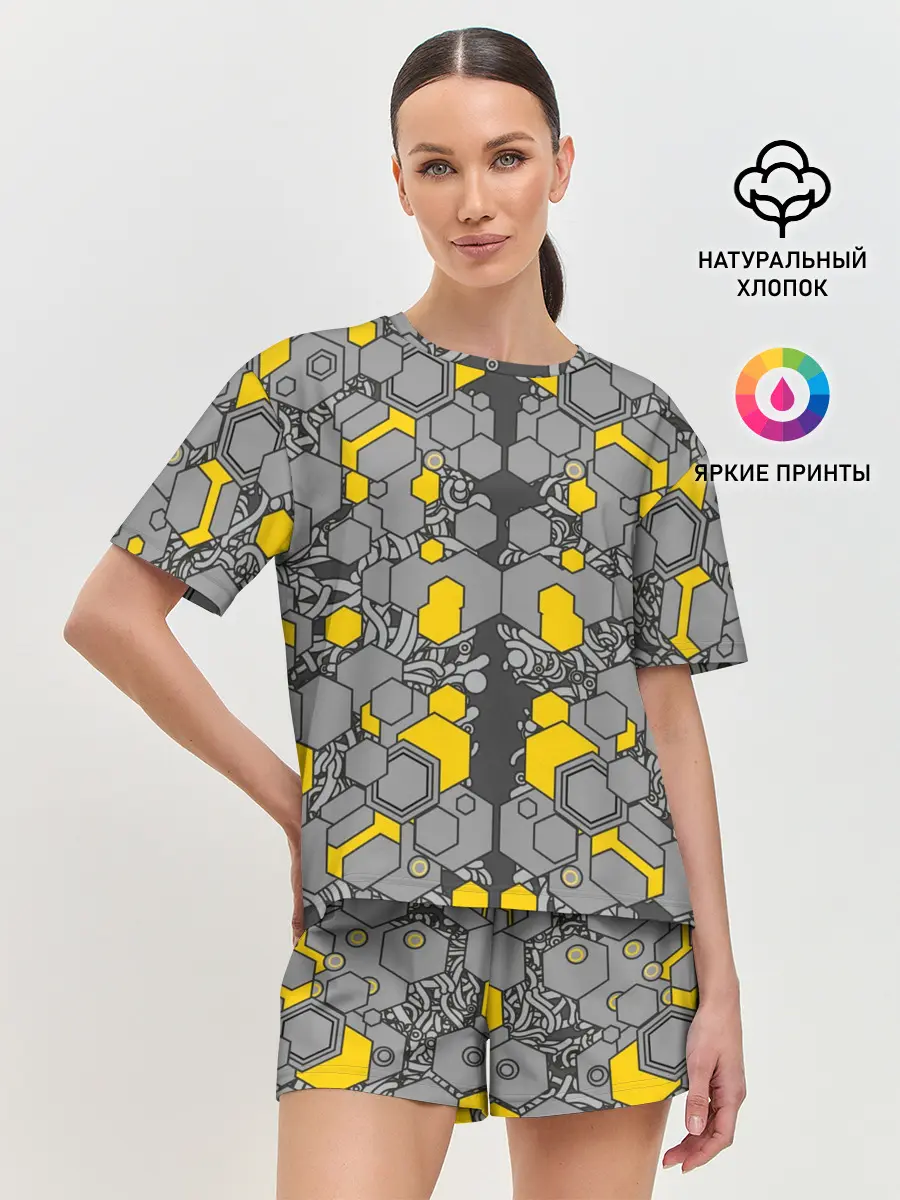 Женская пижама с шортами / абстракция киберпанк