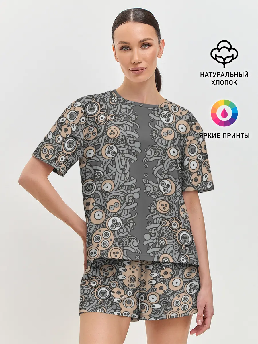 Женская пижама с шортами / психоделика киберпанк