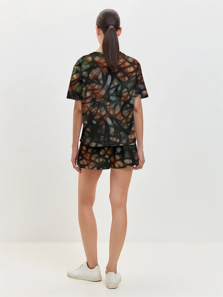 Женская пижама с шортами / Мраморная паутинка