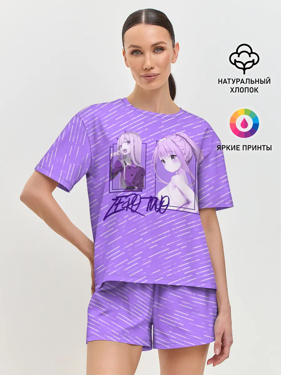 Женская пижама с шортами / Zero Two в прямоугольнике