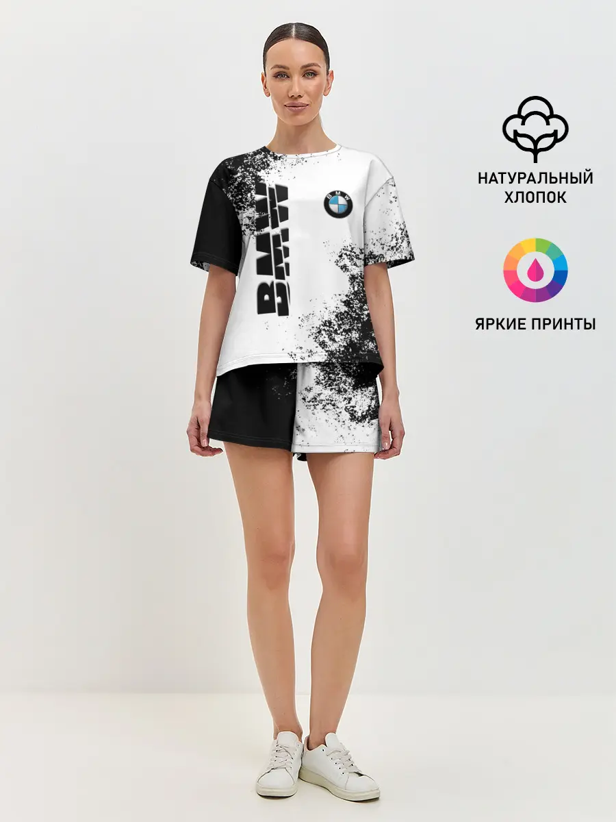 Женская пижама с шортами / BMW | БМВ РАЗРЕЗАННОЕ ЛОГО