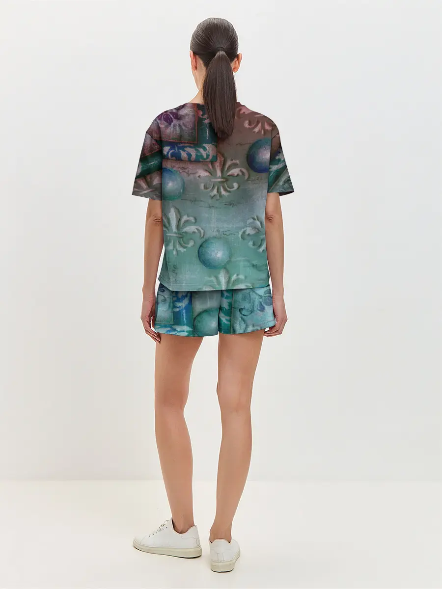 Женская пижама с шортами / Объемная абстракция - Флер-де-лис