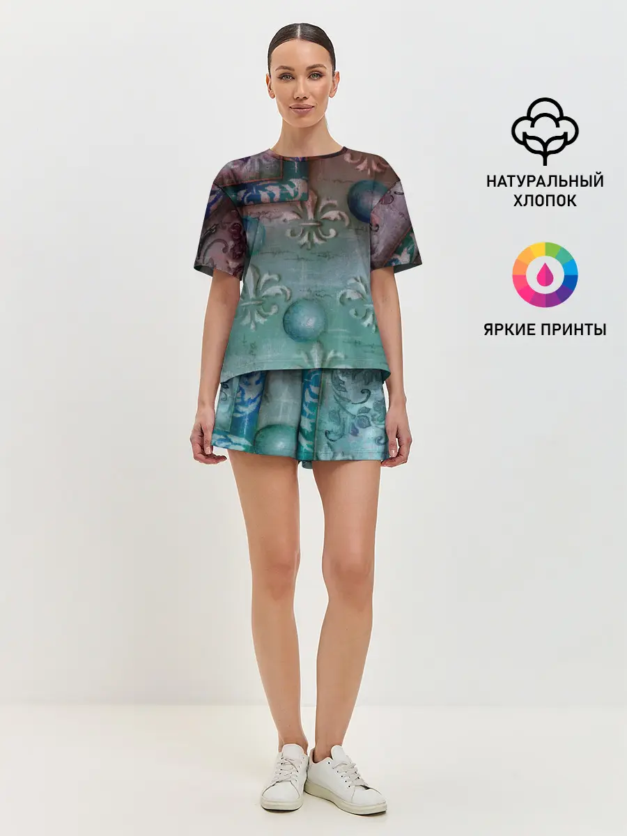 Женская пижама с шортами / Объемная абстракция - Флер-де-лис