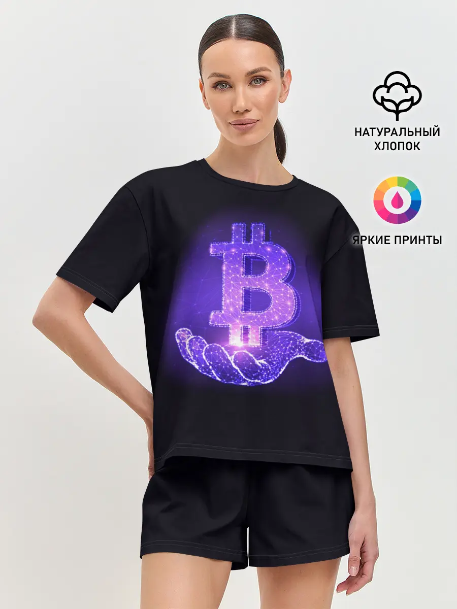 Женская пижама с шортами / BITCOIN IN HAND | БИТКОИН
