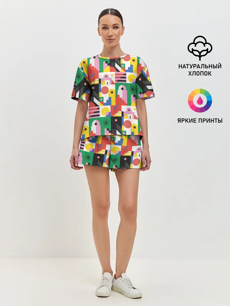 Женская пижама с шортами / Геометрия города