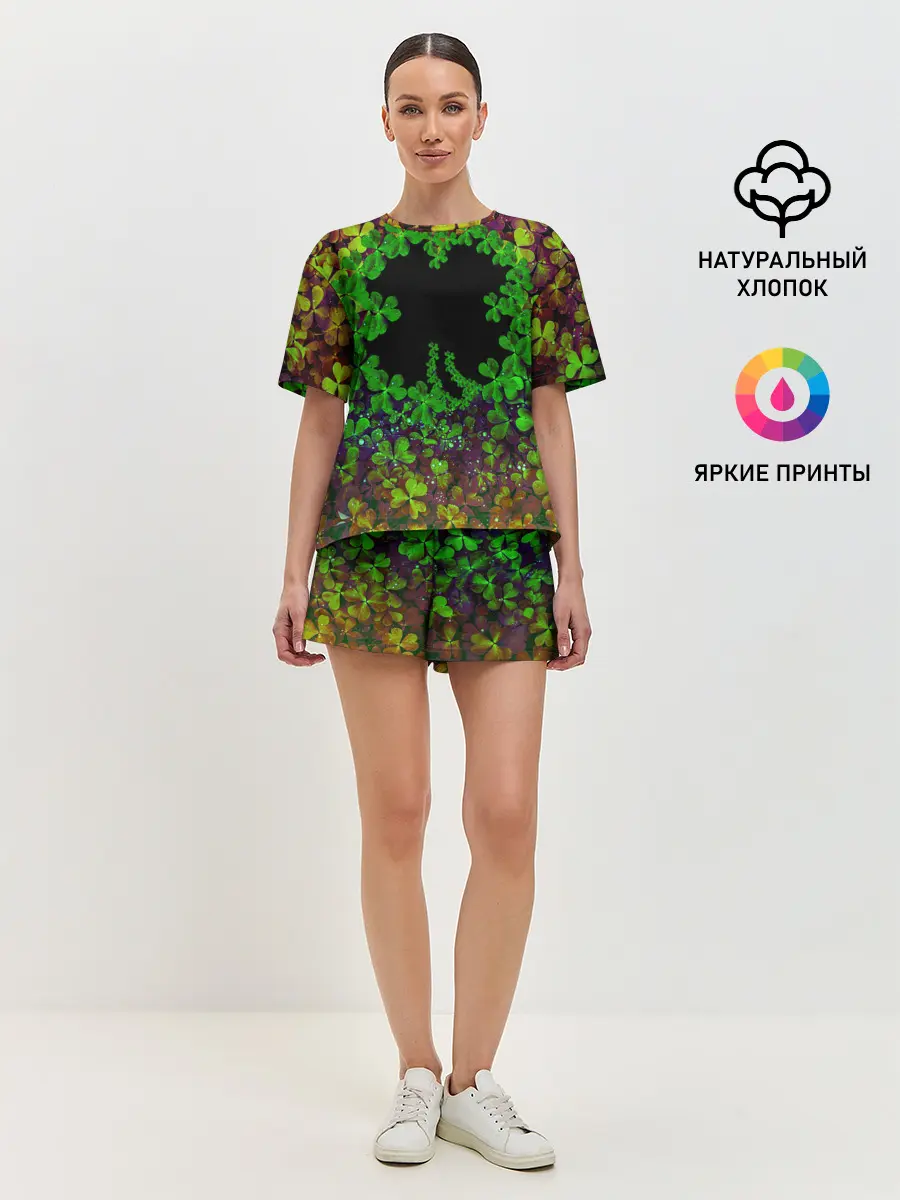 Женская пижама с шортами / Четырехлистный Клевер