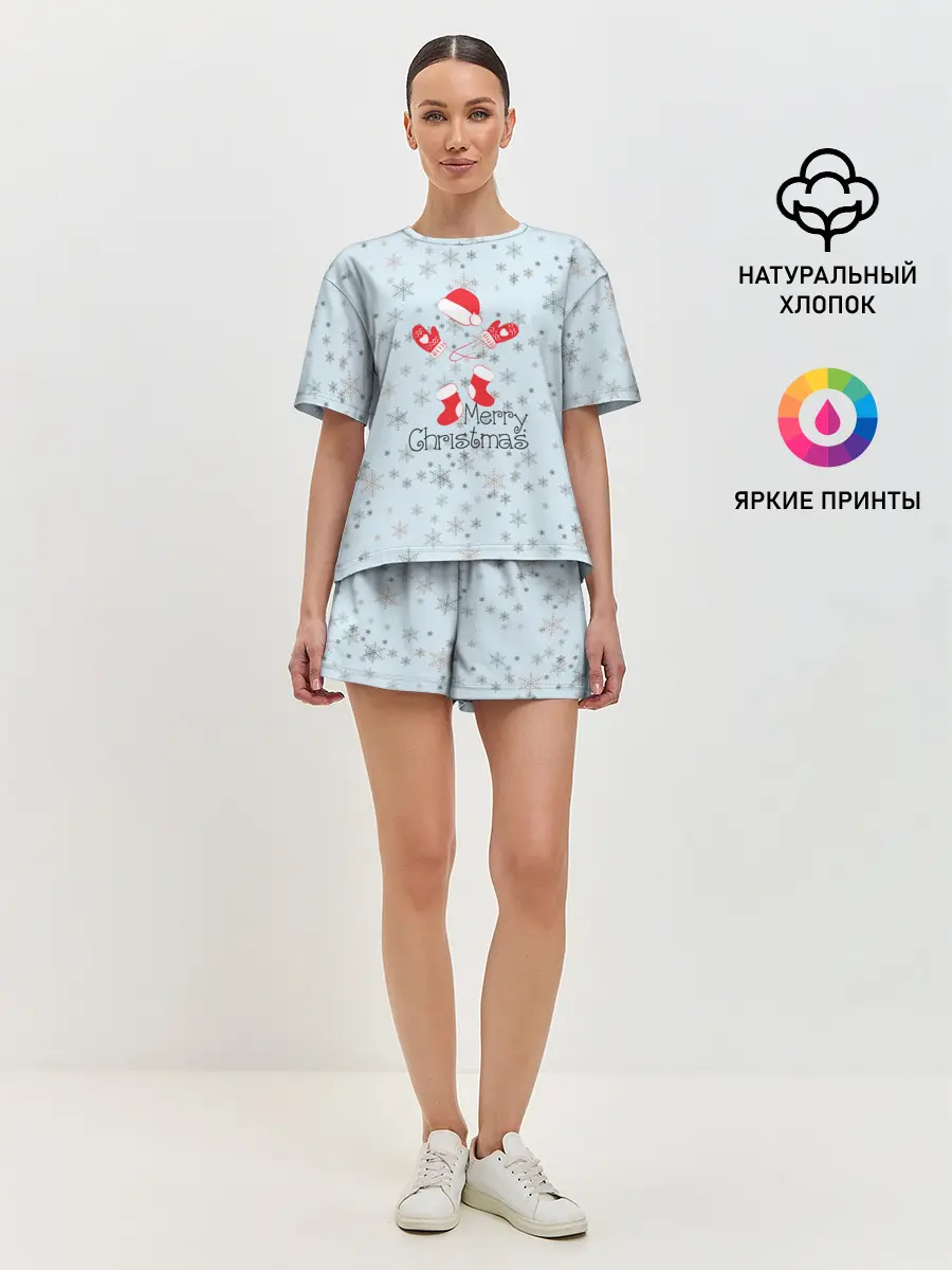 Женская пижама с шортами / Рождественская метель