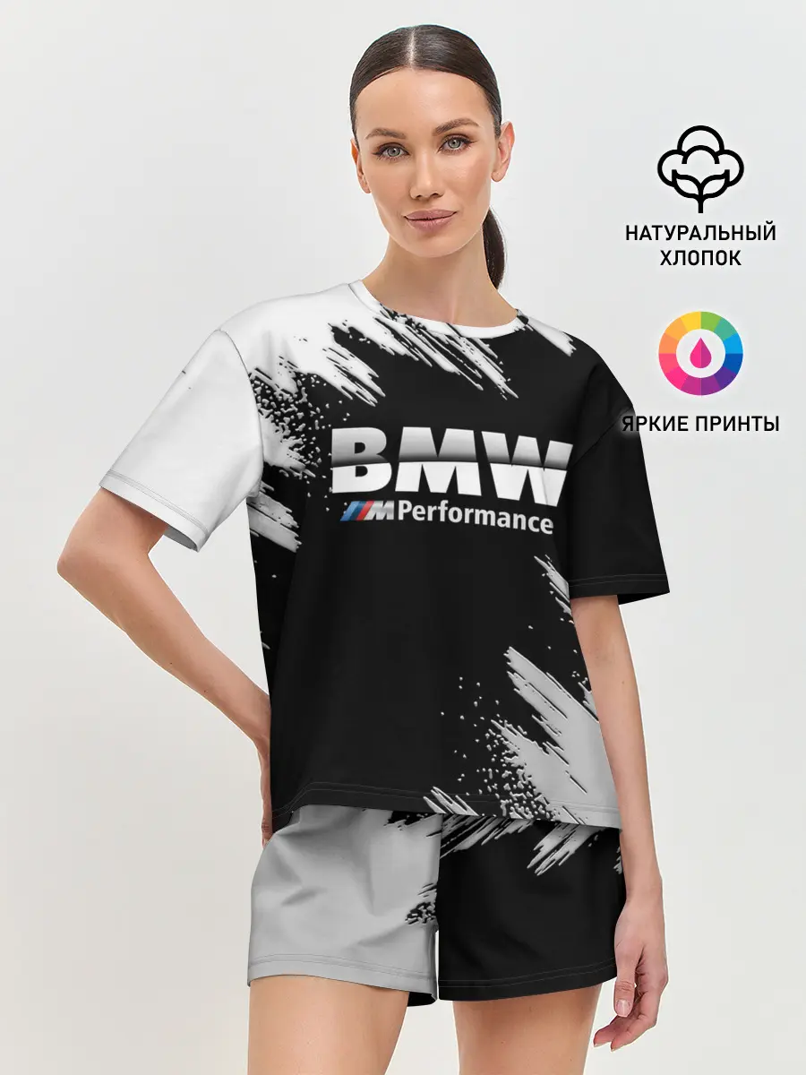 Женская пижама с шортами / БМВ РАЗРЕЗАННОЕ ЛОГО