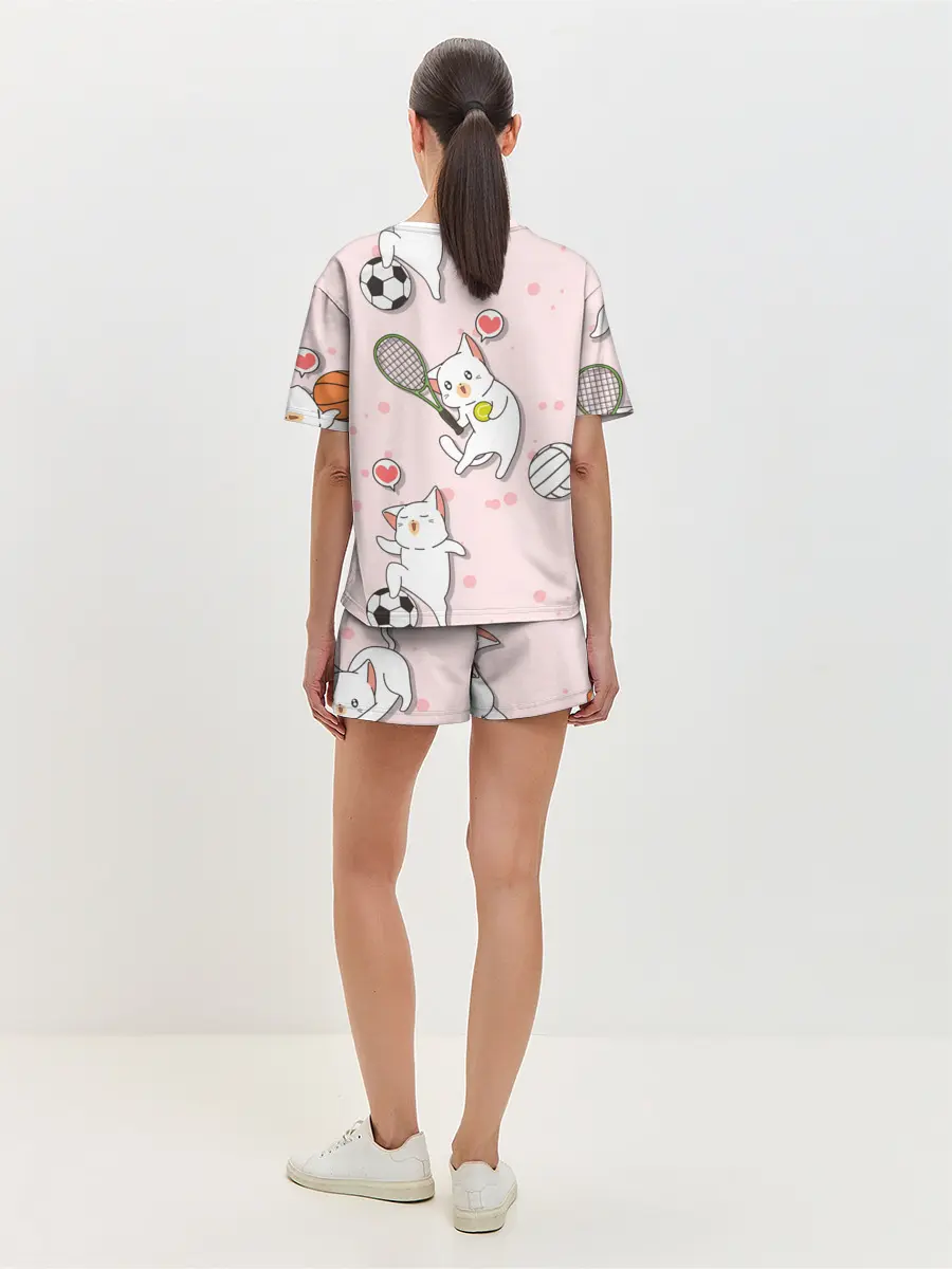 Женская пижама с шортами / Спортивные котики | Мяу спорт