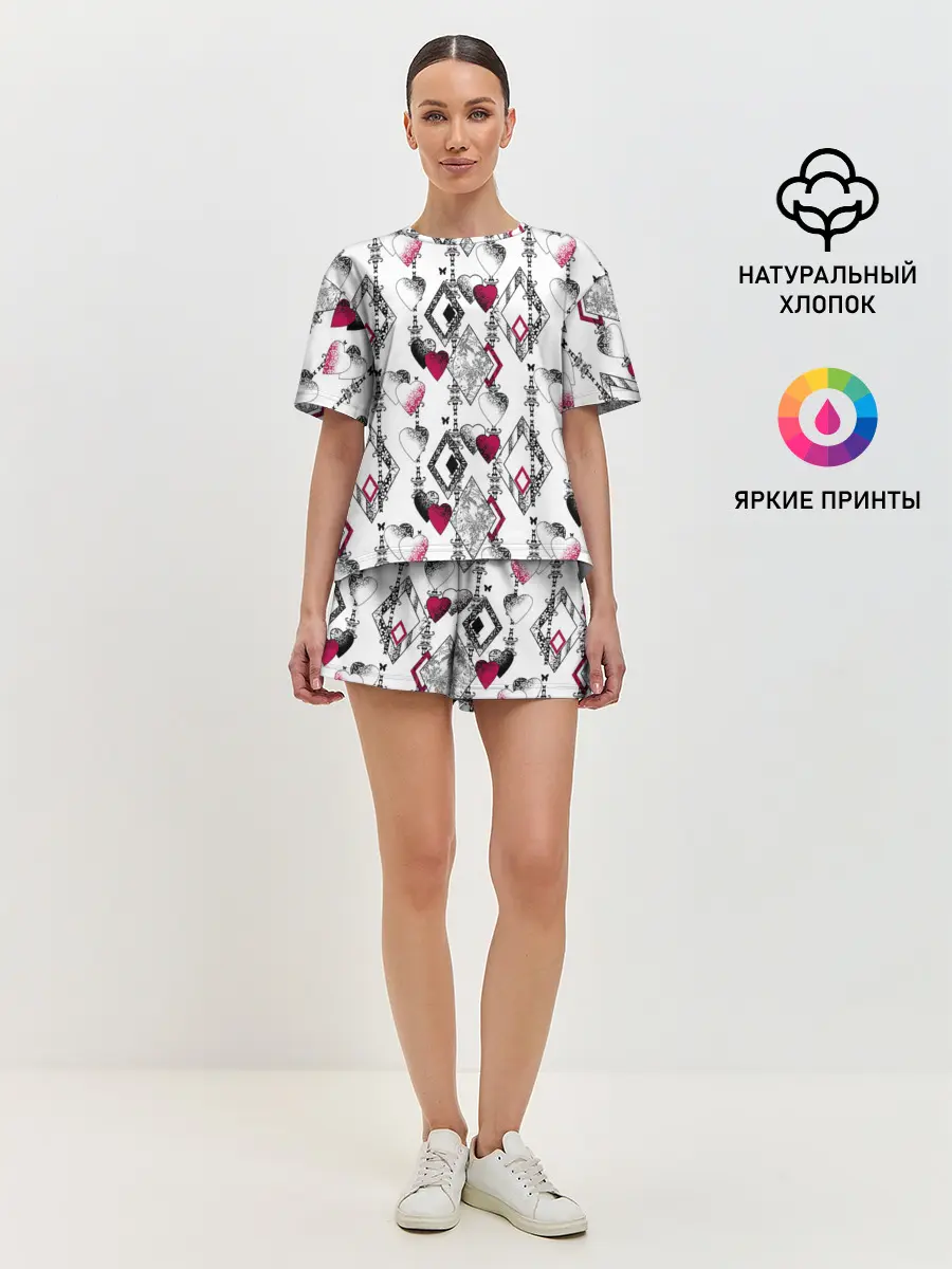 Женская пижама с шортами / Абстрактный современный узор