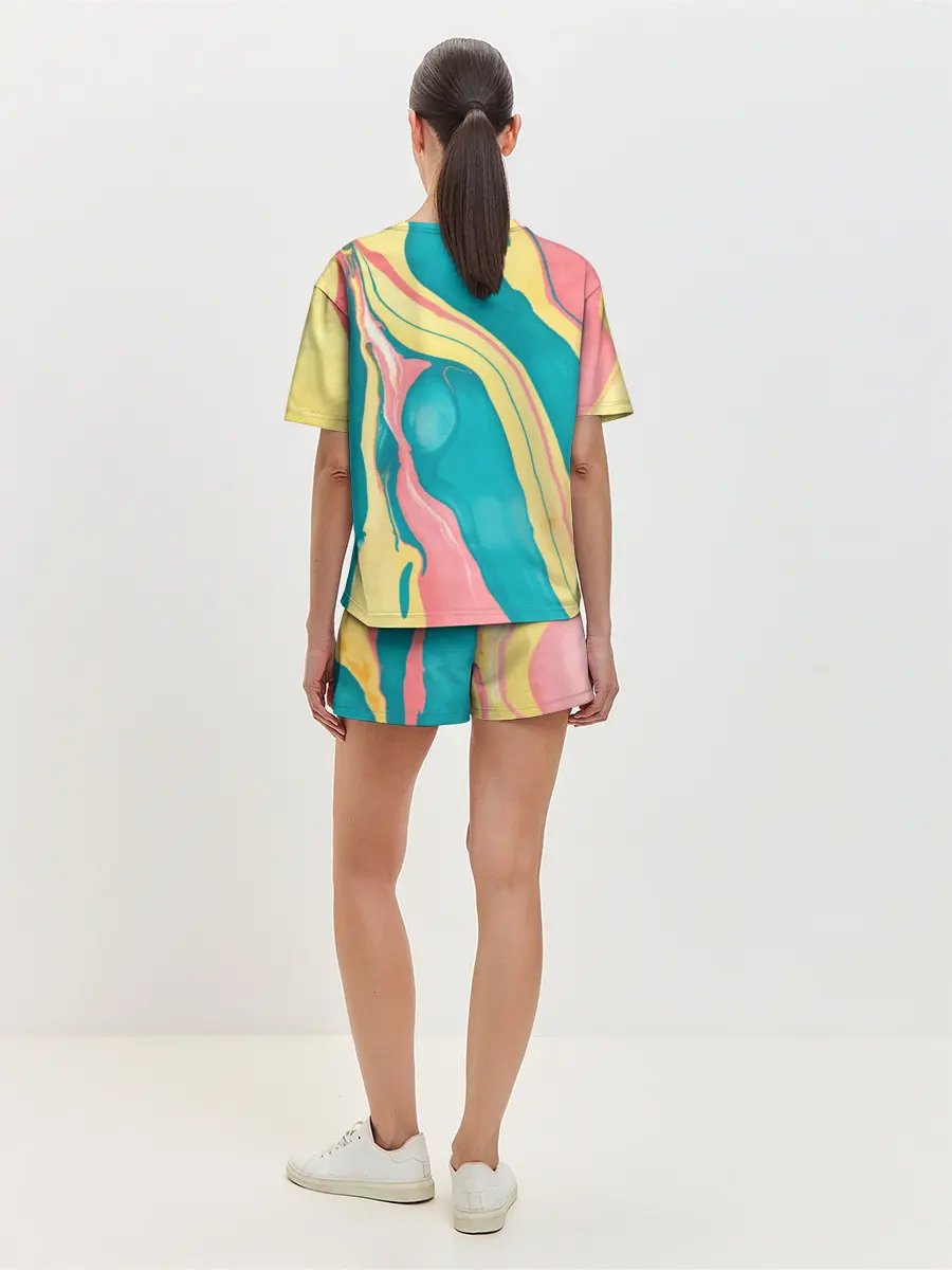 Женская пижама с шортами / осенний красочный развод