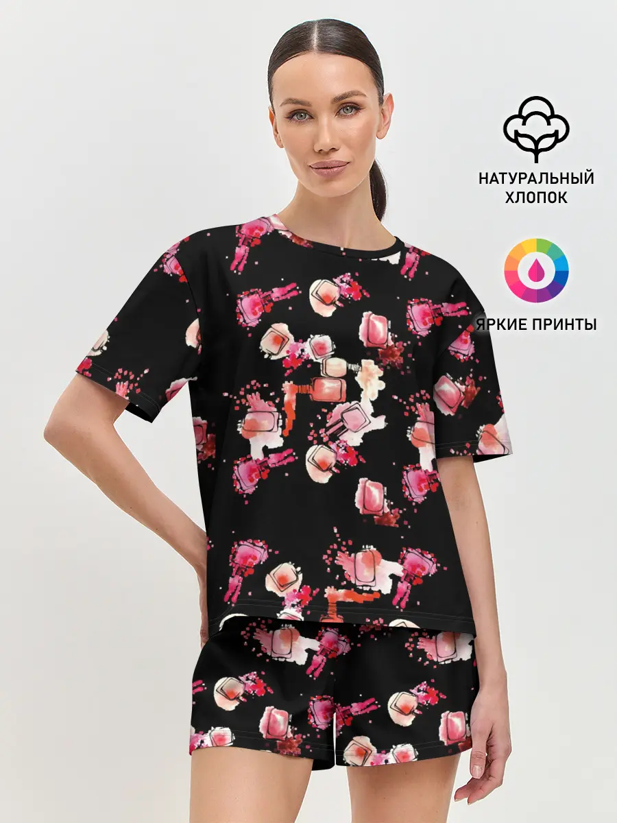 Женская пижама с шортами / беспорядочный лак