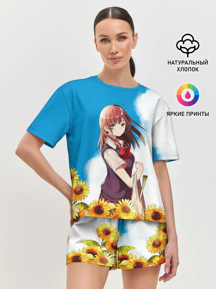 Женская пижама с шортами / Саю и Подсолнухи