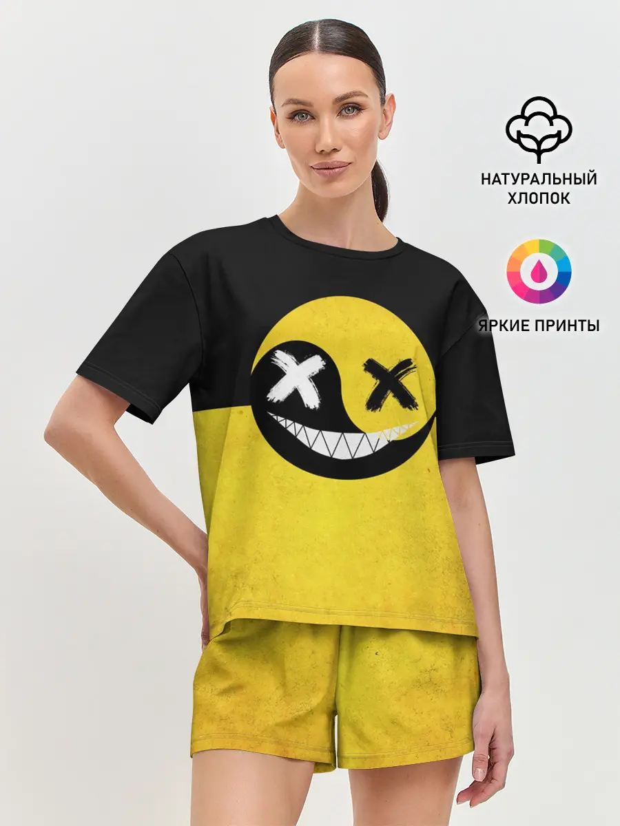 Женская пижама с шортами / Smile yin and yang