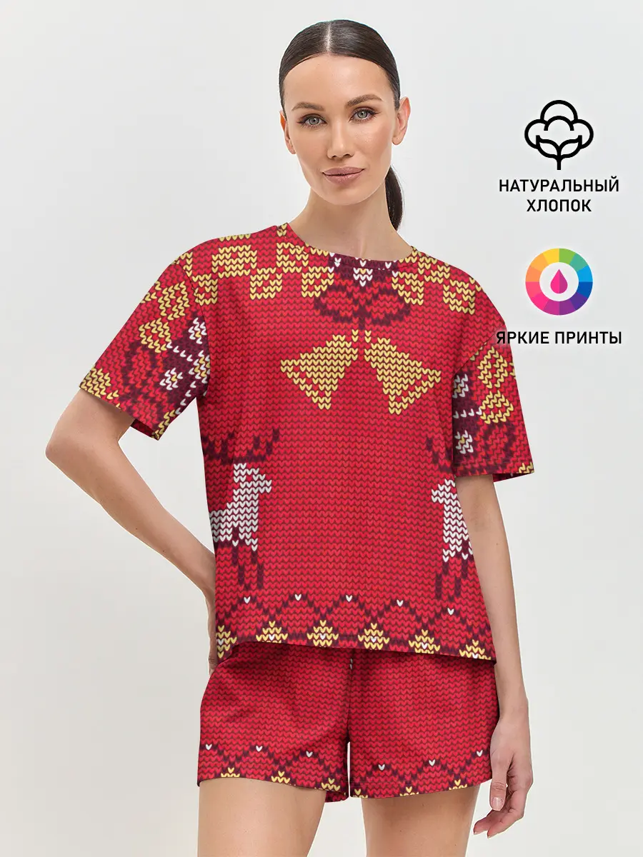 Женская пижама с шортами / Олени