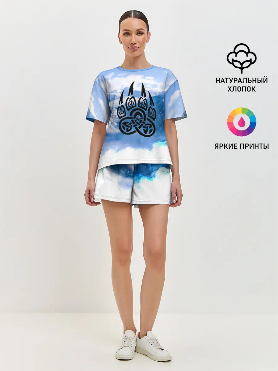 Женская пижама с шортами / Печать Велеса | Волчья лапа