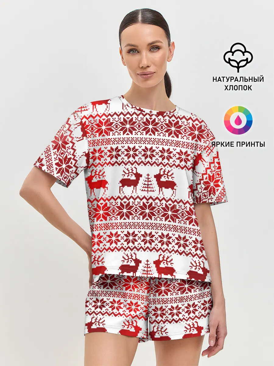Женская пижама с шортами / Зимний лес