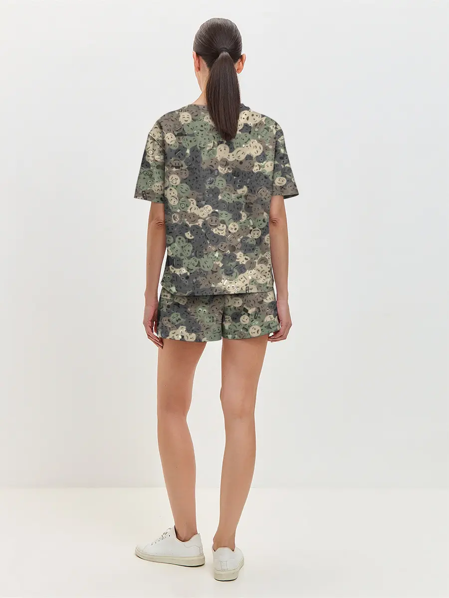 Женская пижама с шортами / Эмодзи камуфляж
