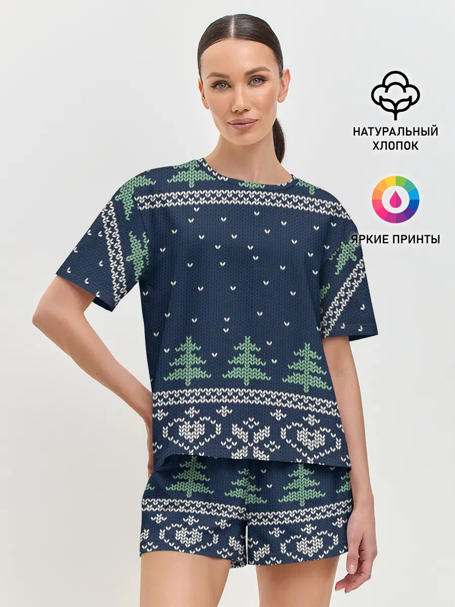 Женская пижама с шортами / Зимняя ночь