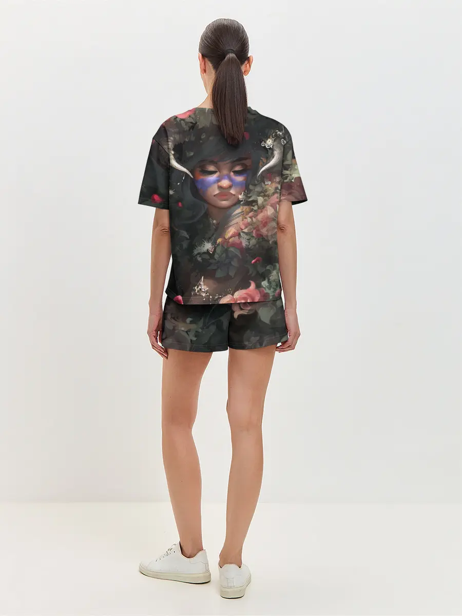 Женская пижама с шортами / Суккуб | Демонесса в цветах