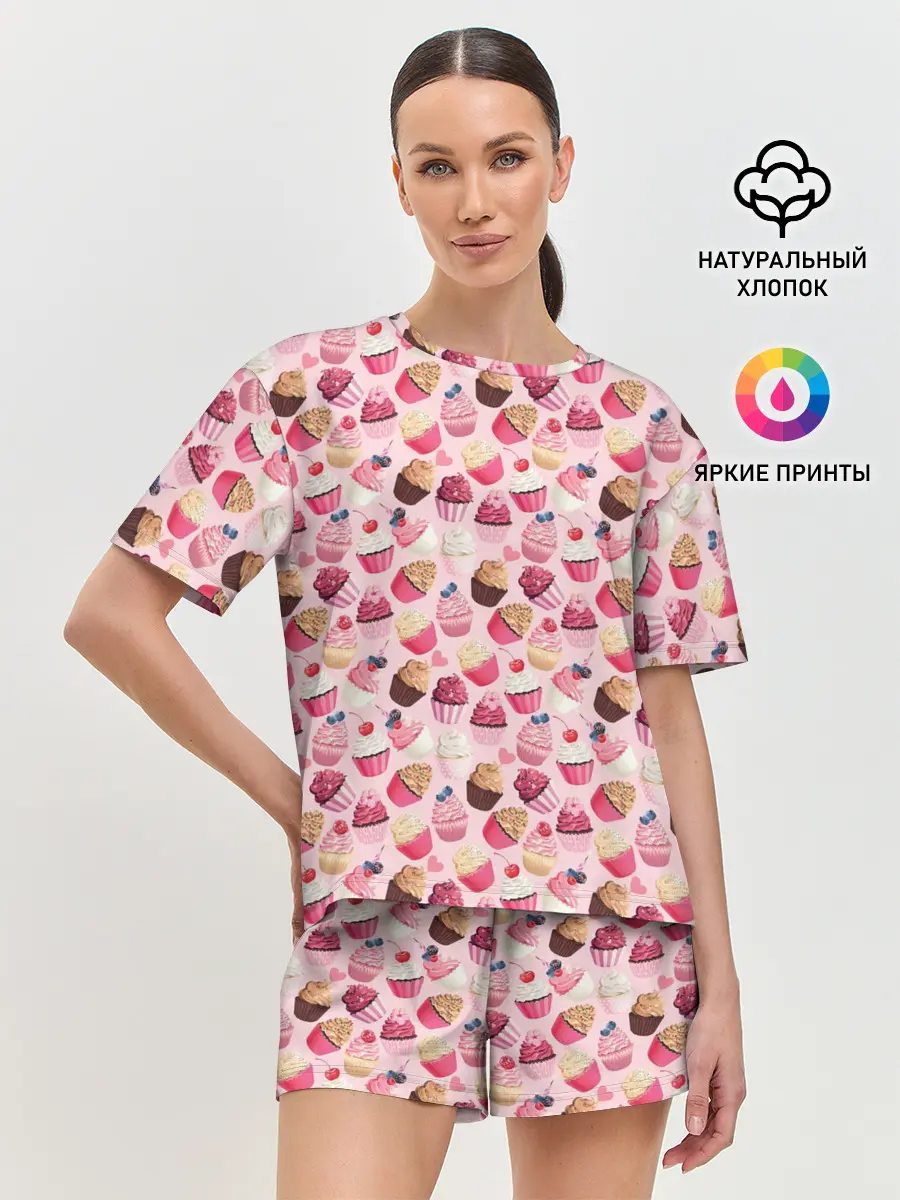 Женская пижама с шортами / Пирожные