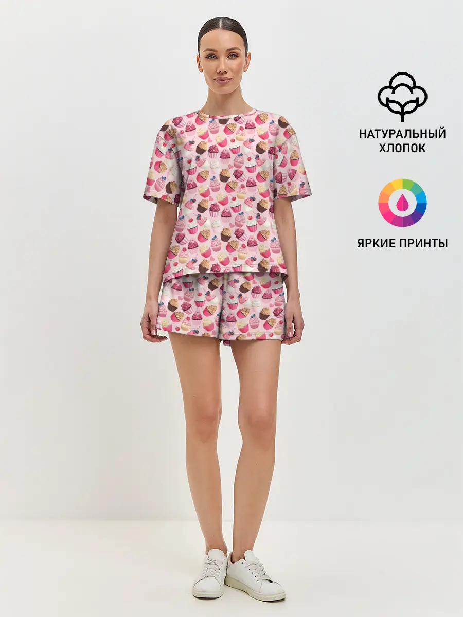 Женская пижама с шортами / Пирожные