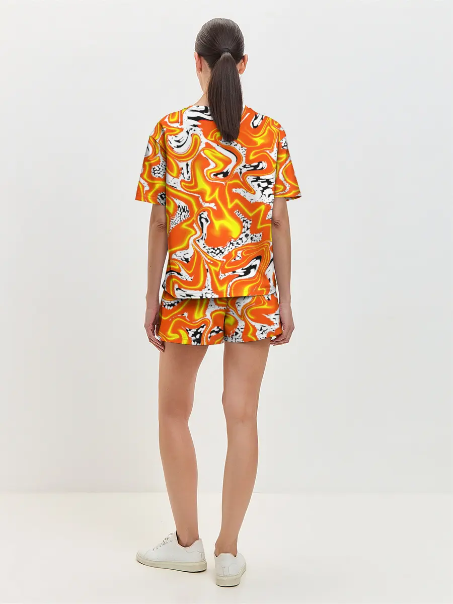 Женская пижама с шортами / Огненные разводы лавы