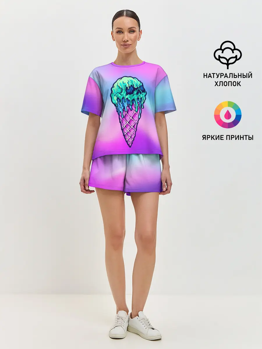Женская пижама с шортами / Мороженое | Ice Scream | Череп