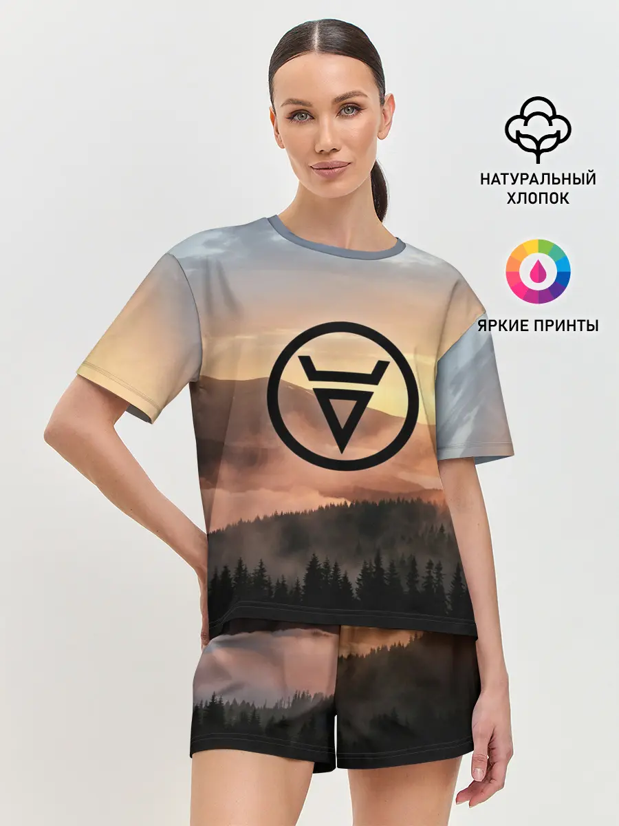 Женская пижама с шортами / ВЕЛЕС | РУНЫ | RUNES