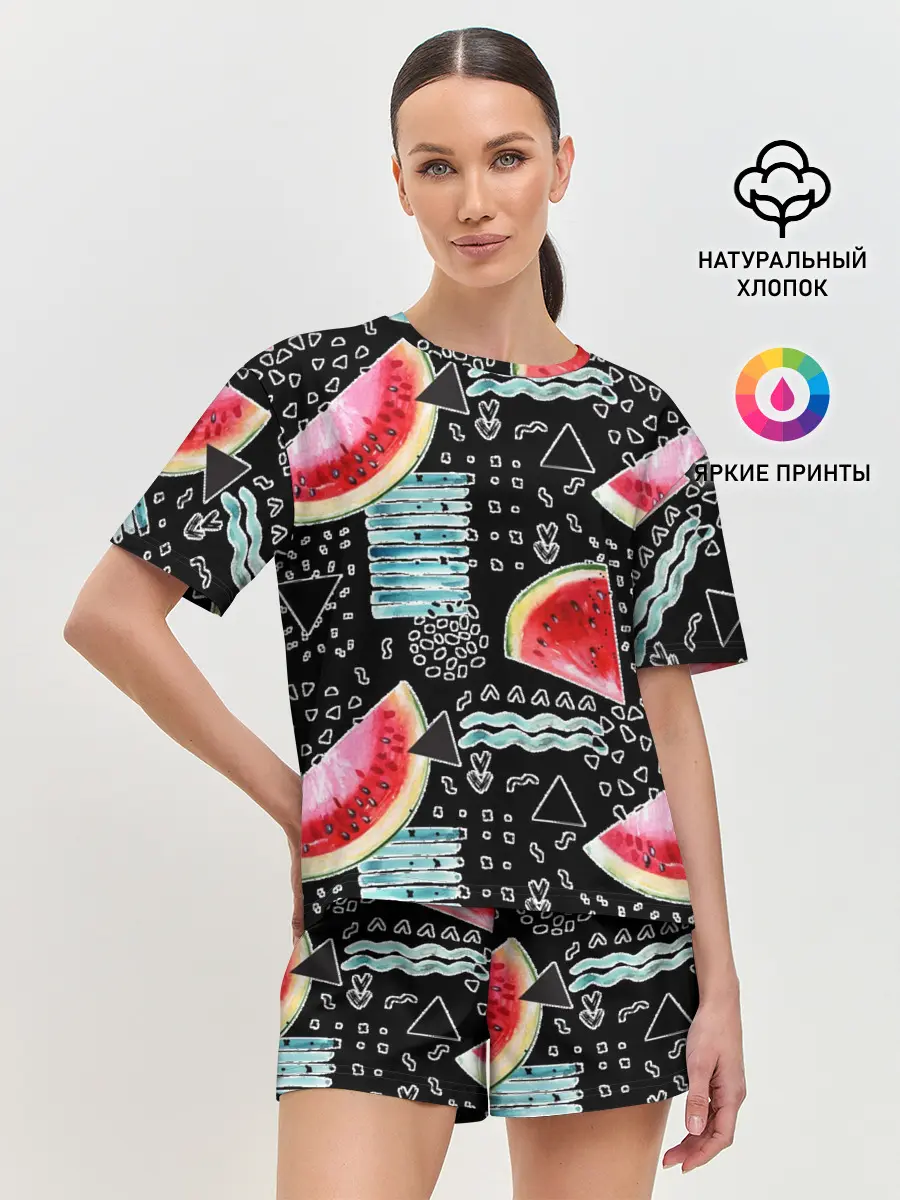Женская пижама с шортами / сладкий арбуз