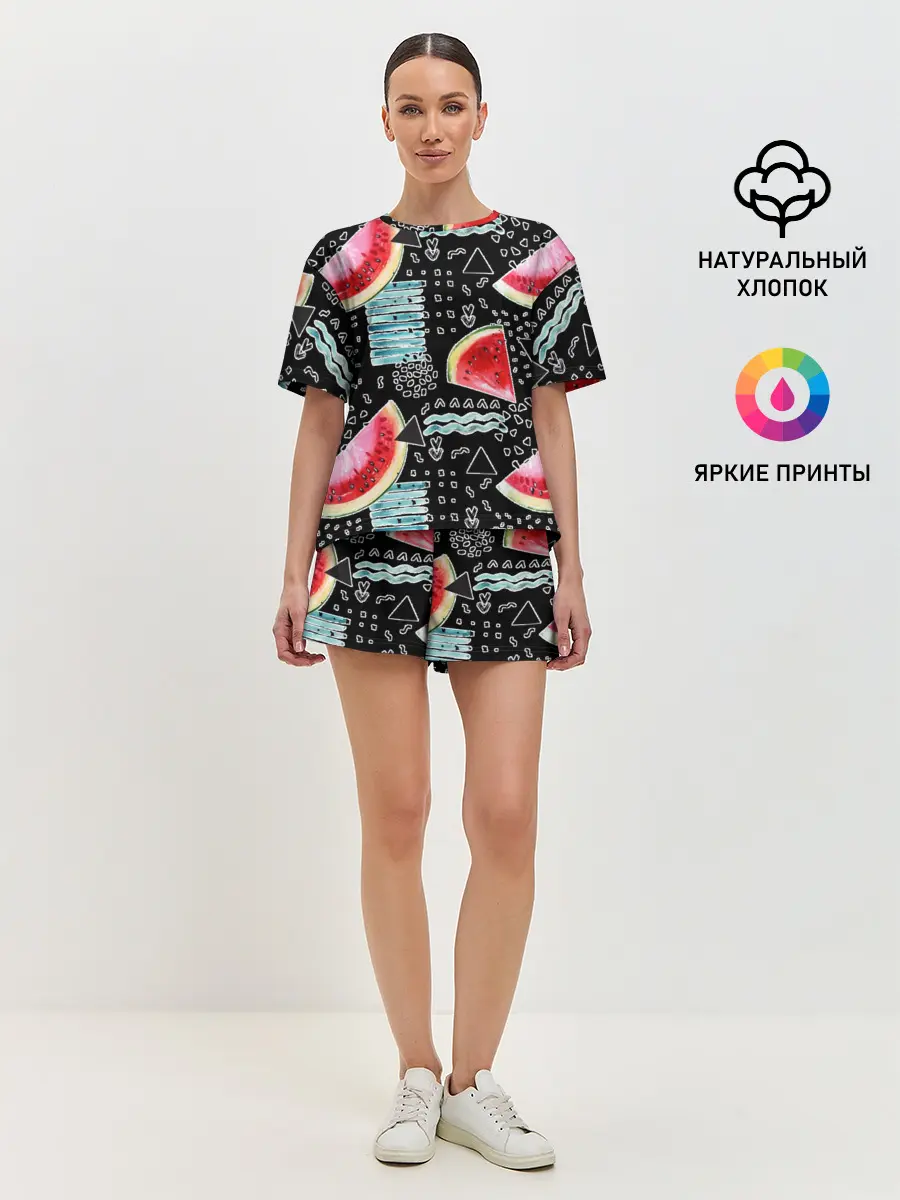 Женская пижама с шортами / сладкий арбуз