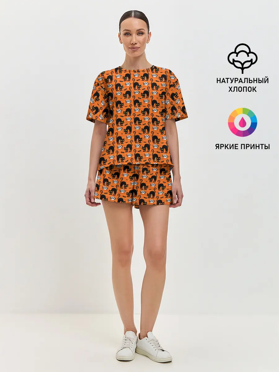 Женская пижама с шортами / Чёрная Кошка